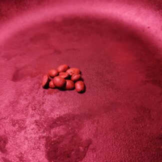 Photo of ten coffee beans in a pile, representing a single yearly donation of ten dollars.